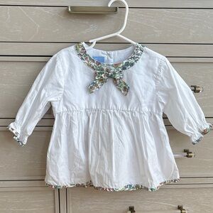 Bella Bliss Floral Trim White Top